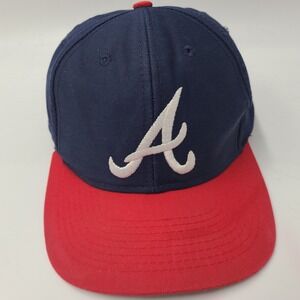 Vintage Youth Atlanta Braves Hat Snapback Logo 7 Blue Red MLB Baseball Logo Boys